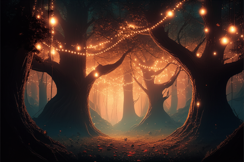 Dana as Alyssum Starlight in a glowing forest